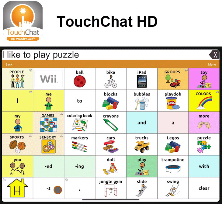 Snapshot of TouchChat's homescreen