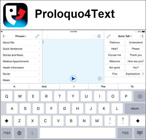 Proloquo4Text app home page