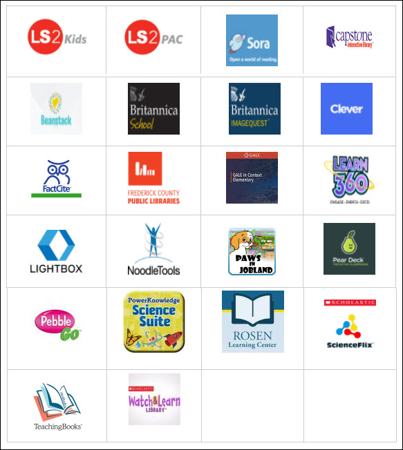 Screenshot of the school media center resource page