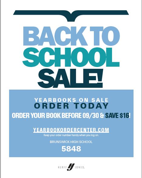 Back to School Sale - Order your yearbook by 9/30 and save $16.  Go to yearbookordercenter.com use code 5848